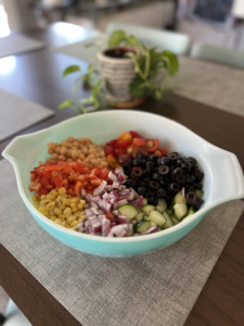 Corn and garbanzo bean salad