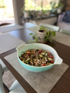 Corn and garbanzo bean salad